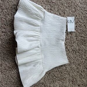 Zara Ivory Pleated Skirt